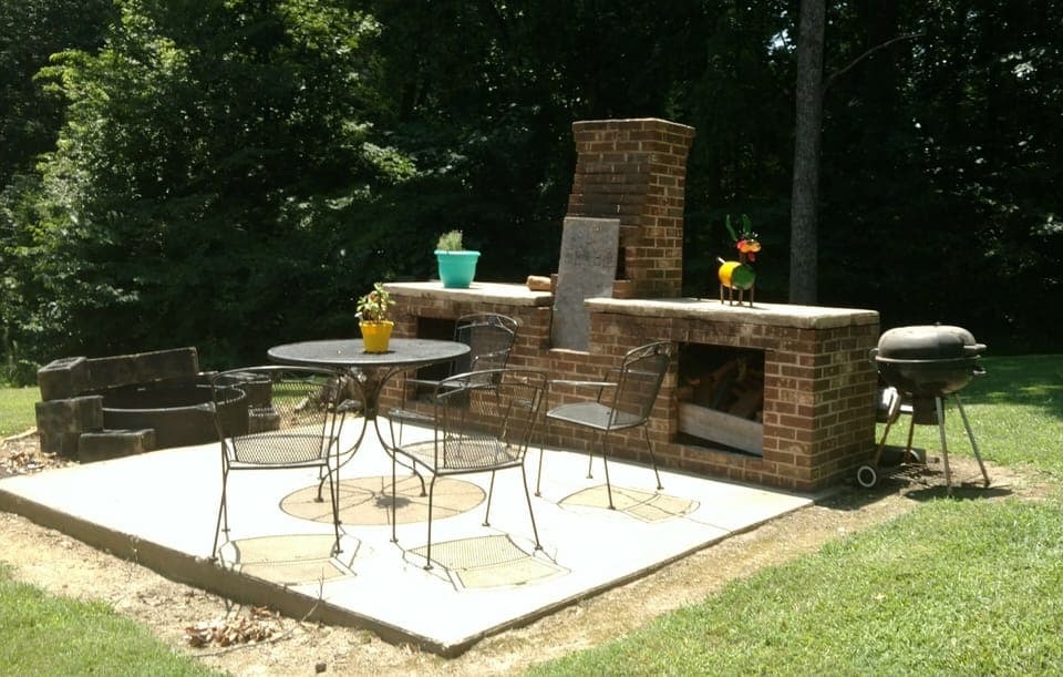 backyard grilling area with fire pit