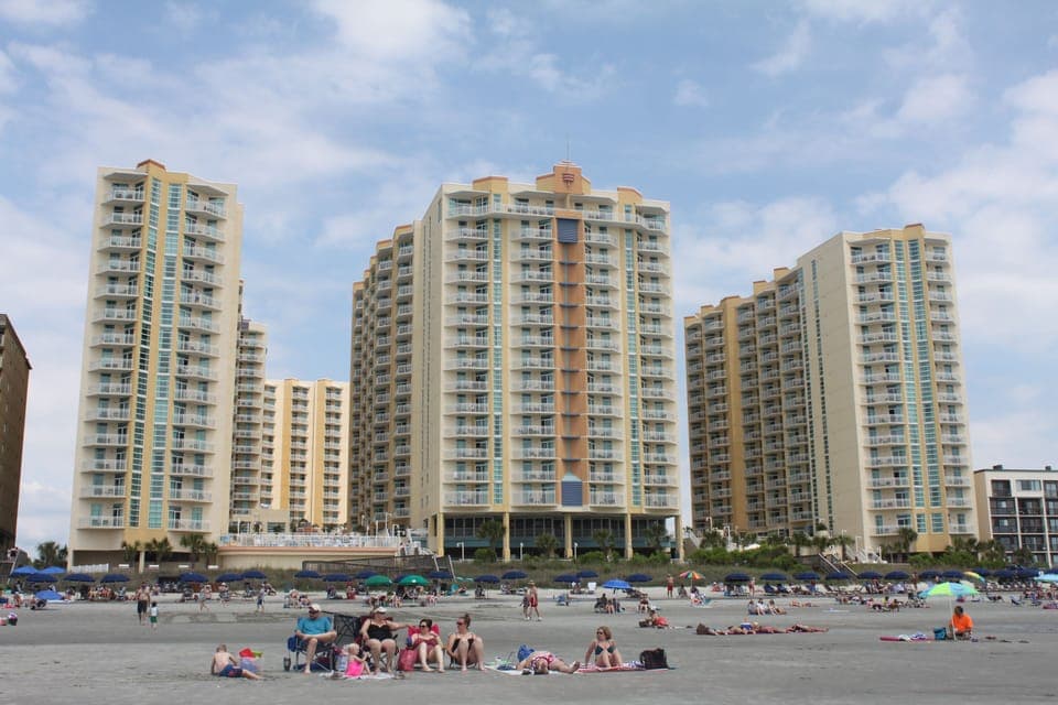 Beach view of resort
