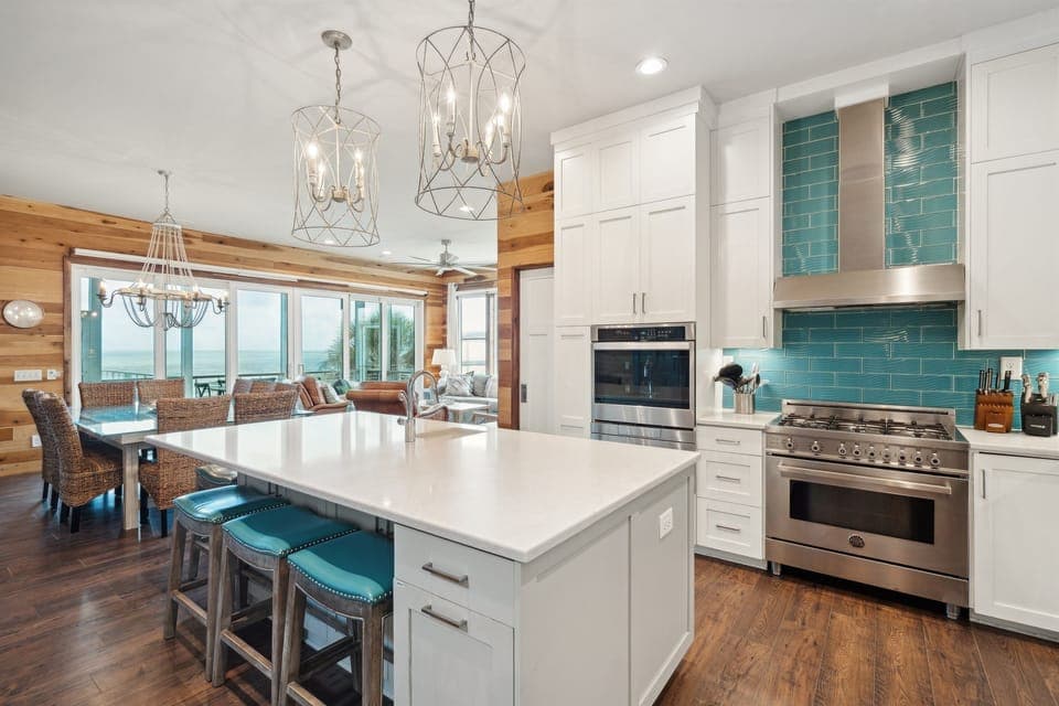 Fully stocked kitchen.