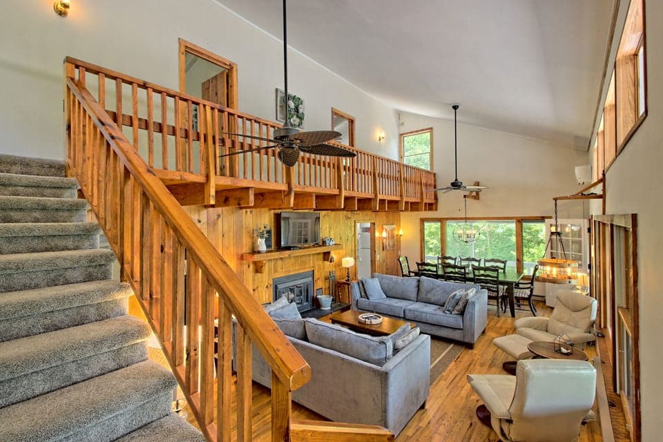 Master bedroom on main floor. 2 Rooms upstairs and a family suite in basement