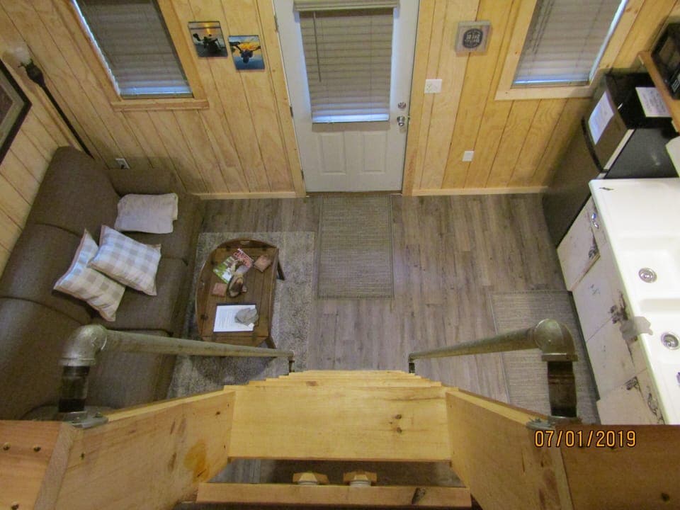 View looking down from loft area.