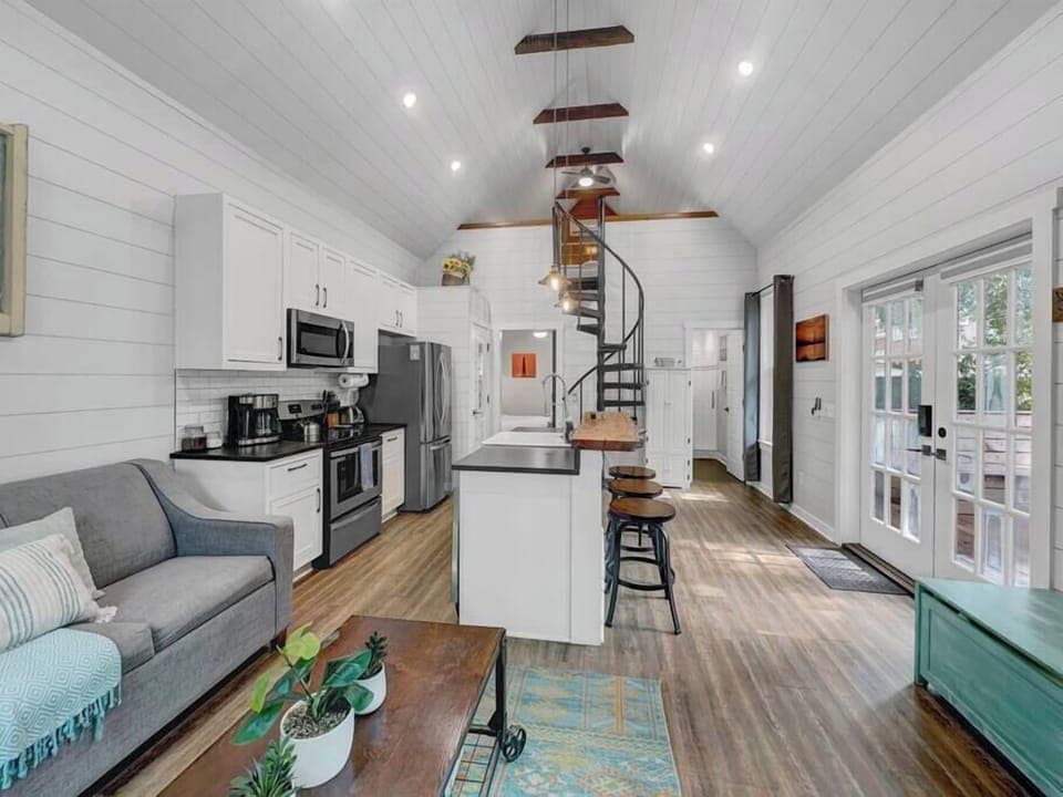 Living area and Full Kitchen. 