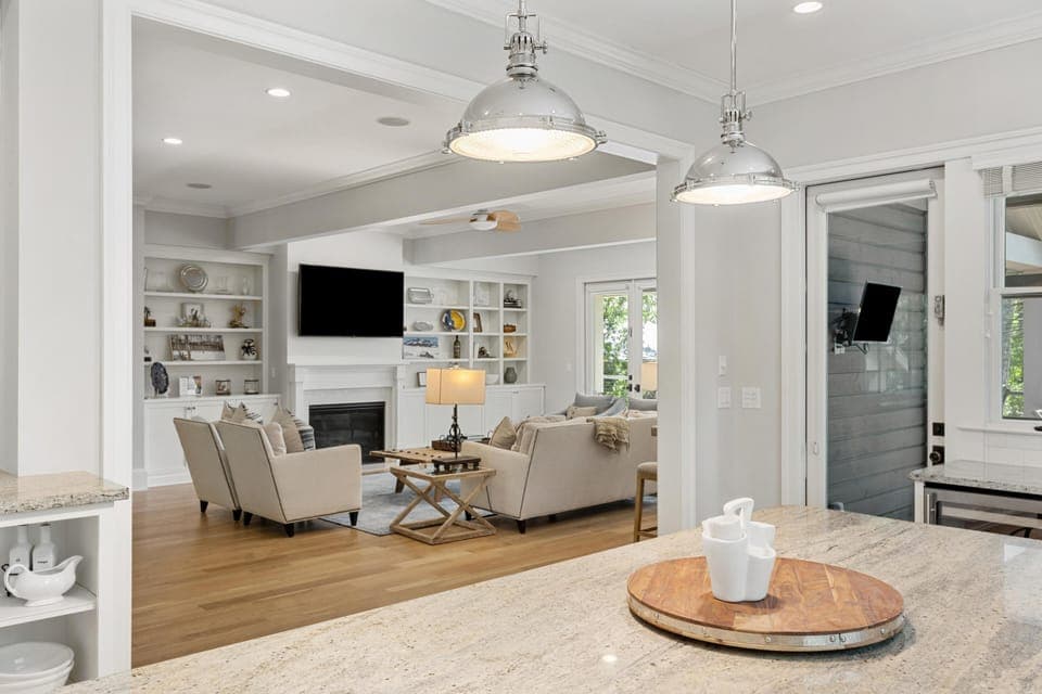 View of living area from kitchen