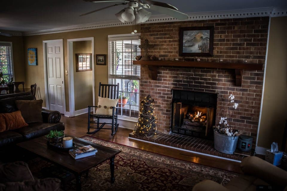 Family room with accessible wet bath and entry into kitchen