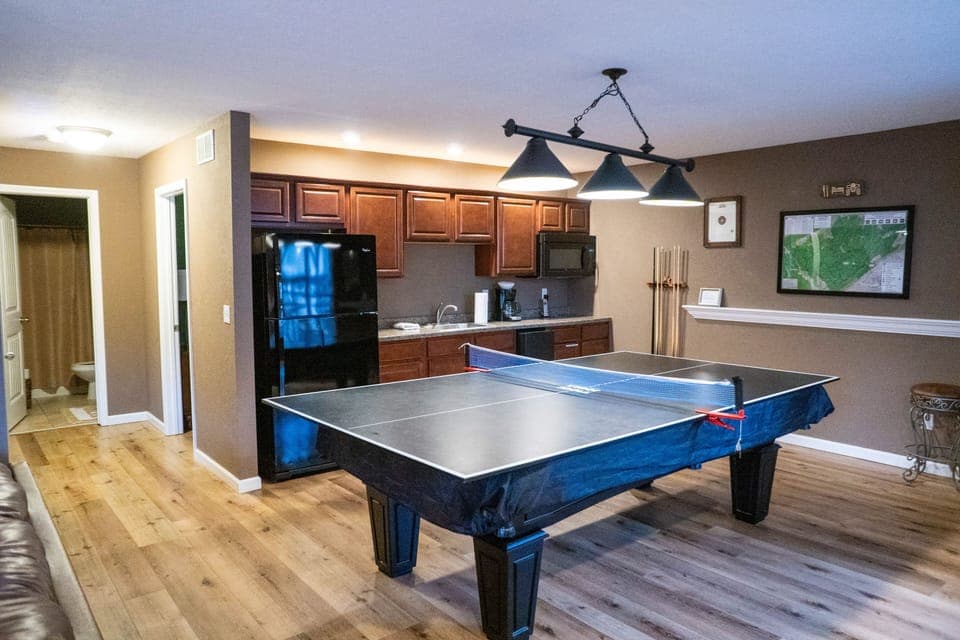 Full size fridge and commercial ice maker  on this level as well as 2 Bd & 1 BA.