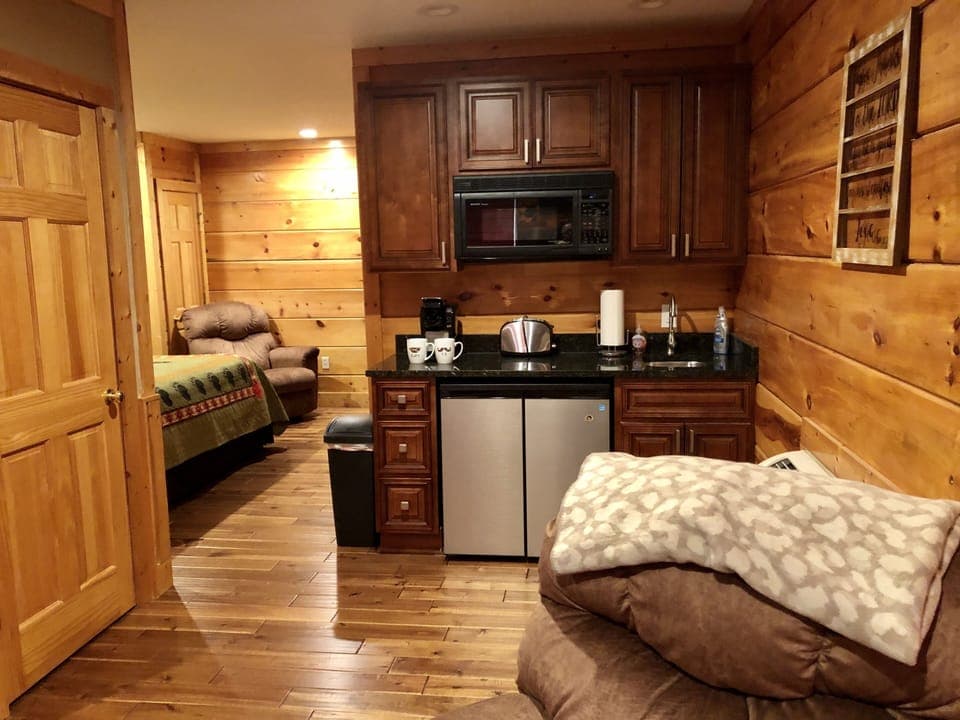 Lower level bedroom and attached kitchenette