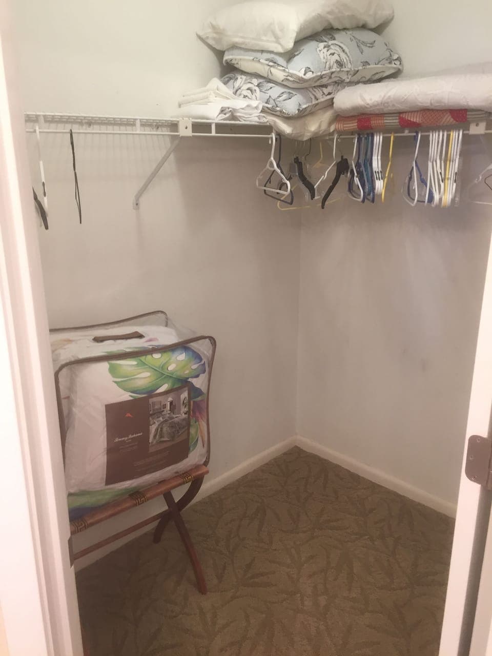 Large walk in closet, for your use. as well as extra linens/bedding/pillows