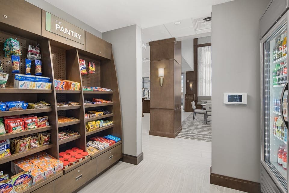 Purchase a snack at the on-site pantry.