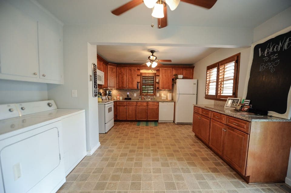 A full kitchen with laundry available during your stay