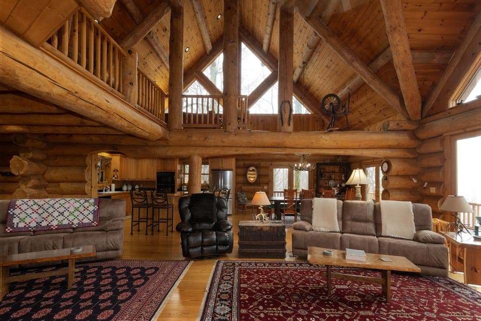 great room, dining area behind