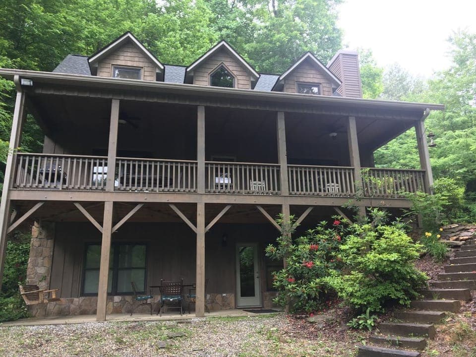 Front of house. Exits on main level and downstairs.