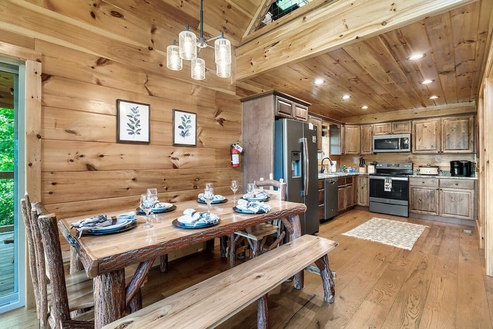 Dining room that sits comfortably 8 people  + Kitchen