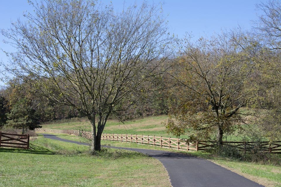 Farm entry onto private road.