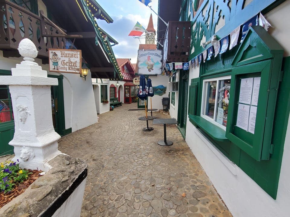View from main street to entrance