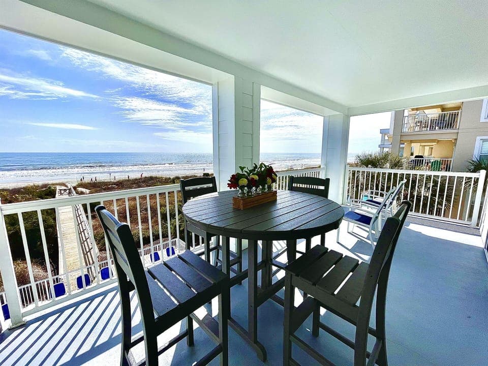An oceanfront patio for morning coffee Oceanview, 202 Isle of Palms, SC | IOP Escapes