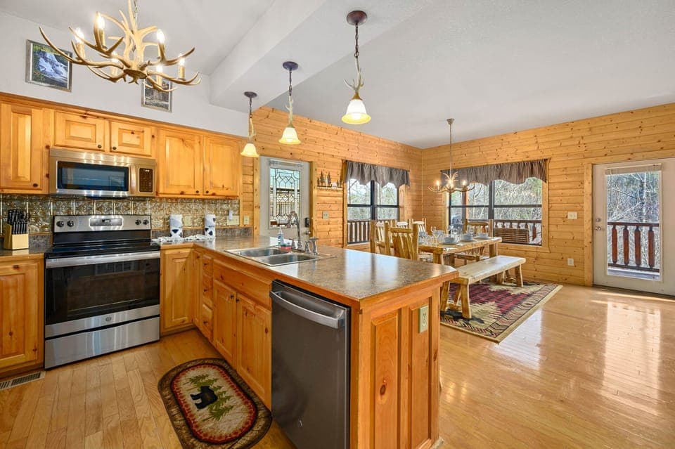 Luxury kitchen is packed with all tools needed to cook a gourmet meal! 