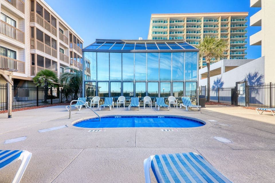 Soak in the hot tub after a full day of golf.