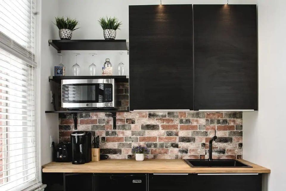 Kitchenette with cooking essentials