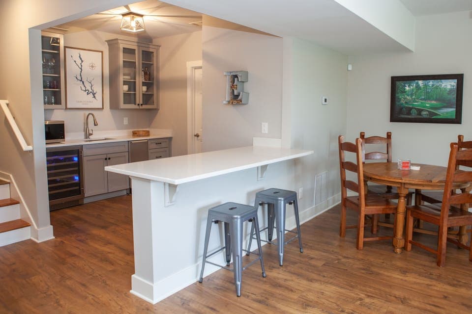 Downstairs bar and kitchenette
