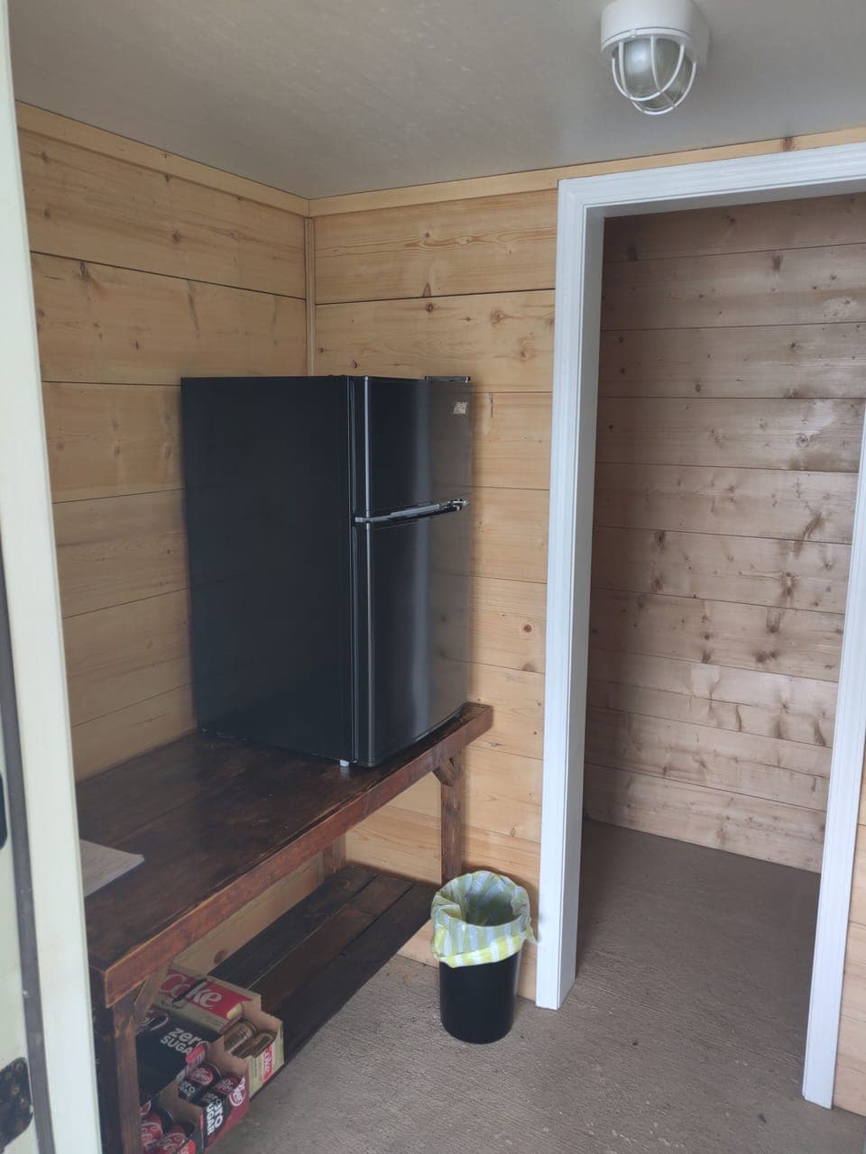 mini fridge on lower entertaining level for your use