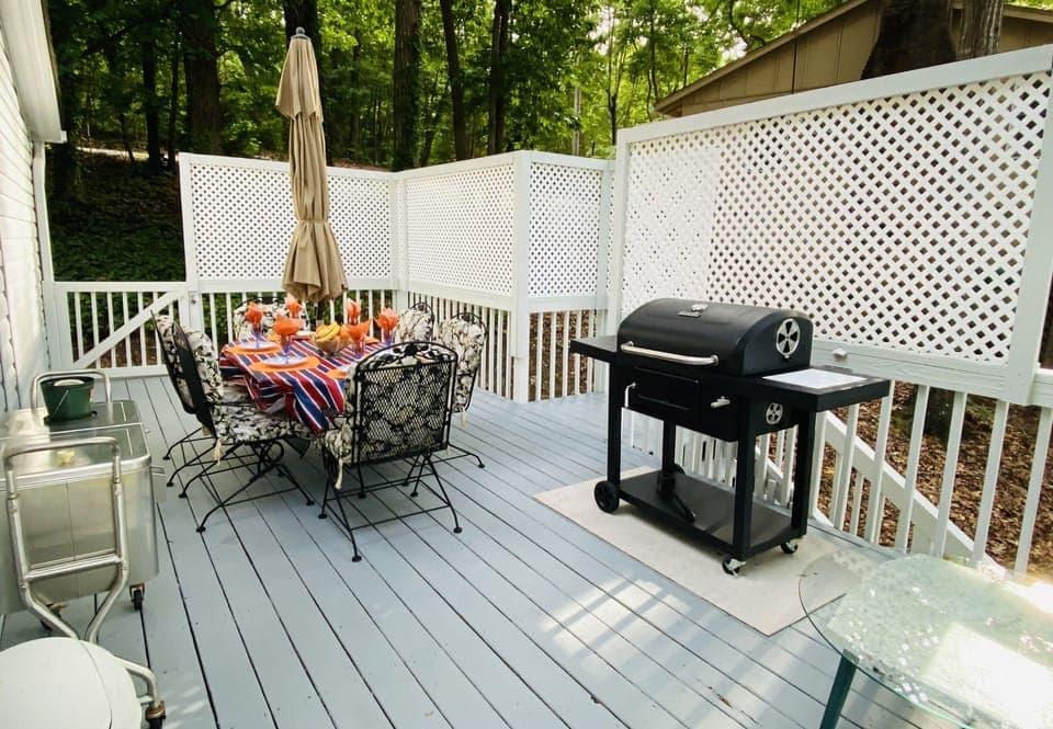 Bring you charcoal for grilling, large grill is available at the open deck