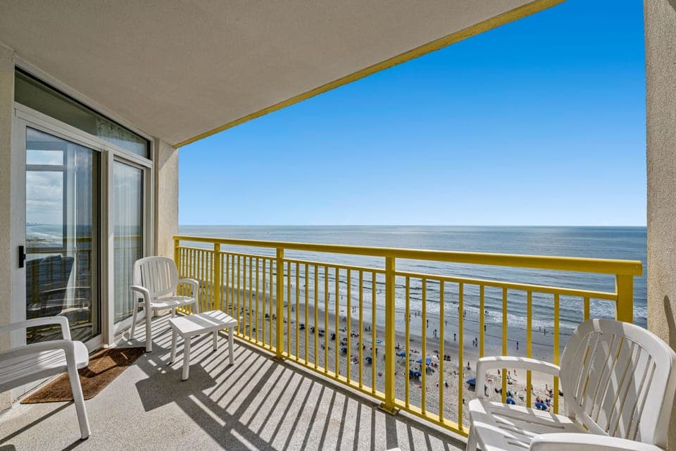 Relax on the balcony while enjoying a cool evening breeze. 