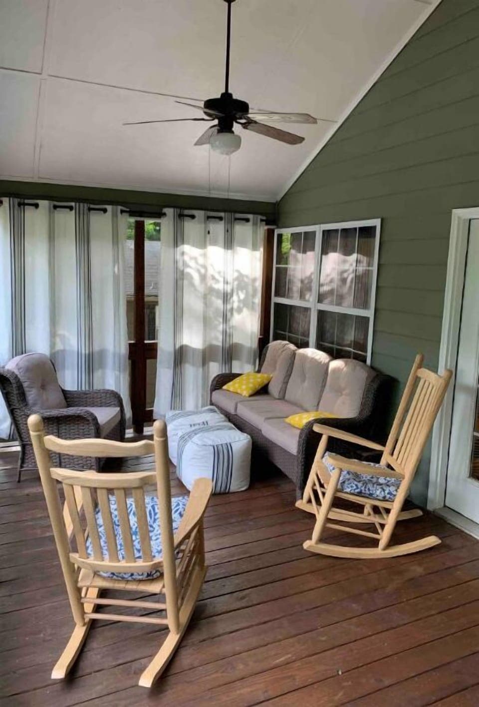 Screened porch is always shaded.  A great place to relax when not on the water.