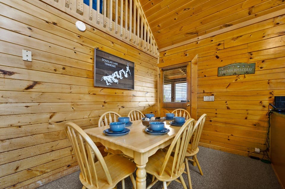 Dining, and through that door there is a hot tub!