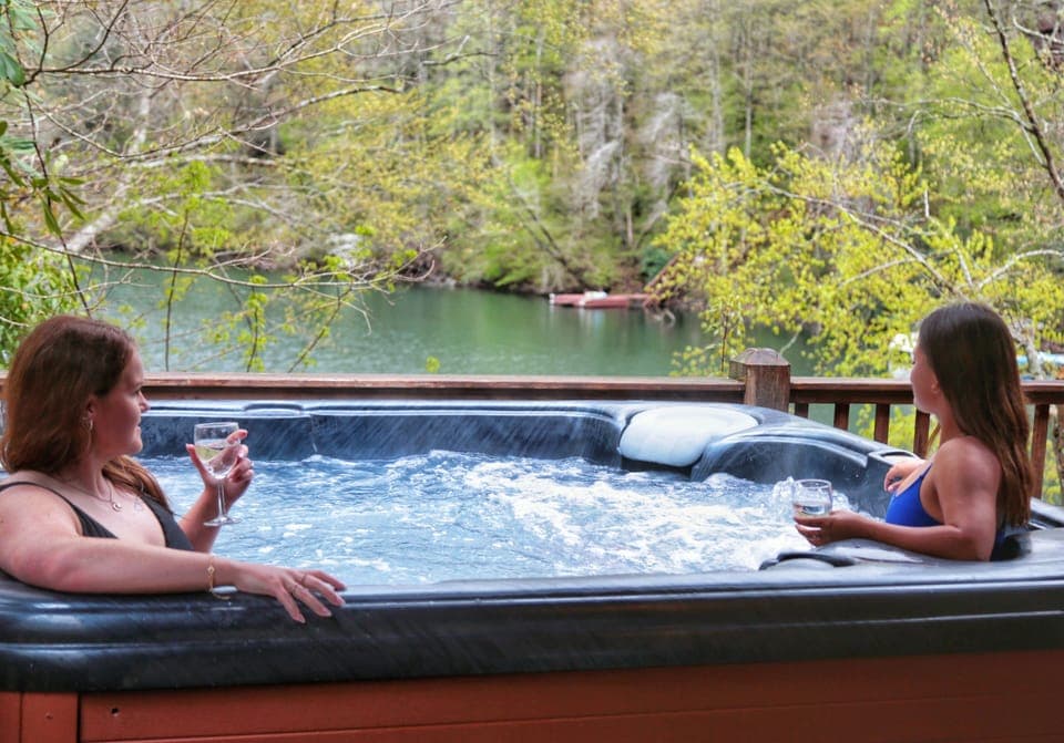 We love relaxing in the hot tub and watching the sunset