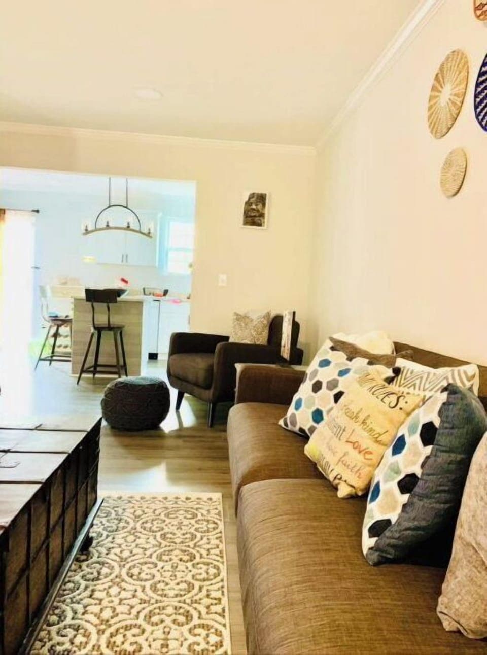 Comfortable furniture and open floor plan