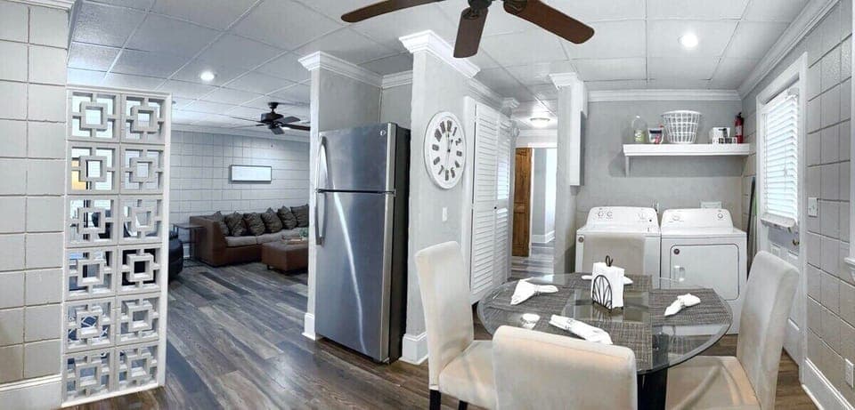 A closer view of laundry and dining!