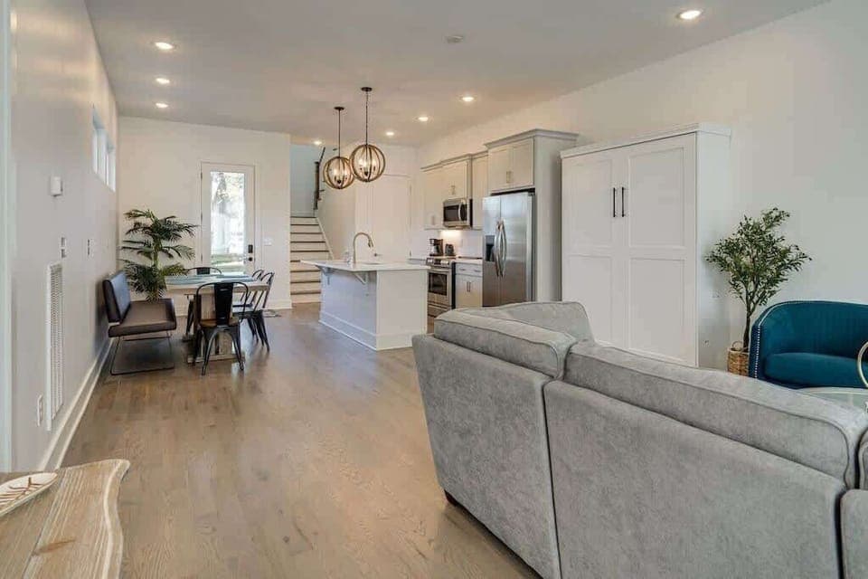 Living area and kitchen