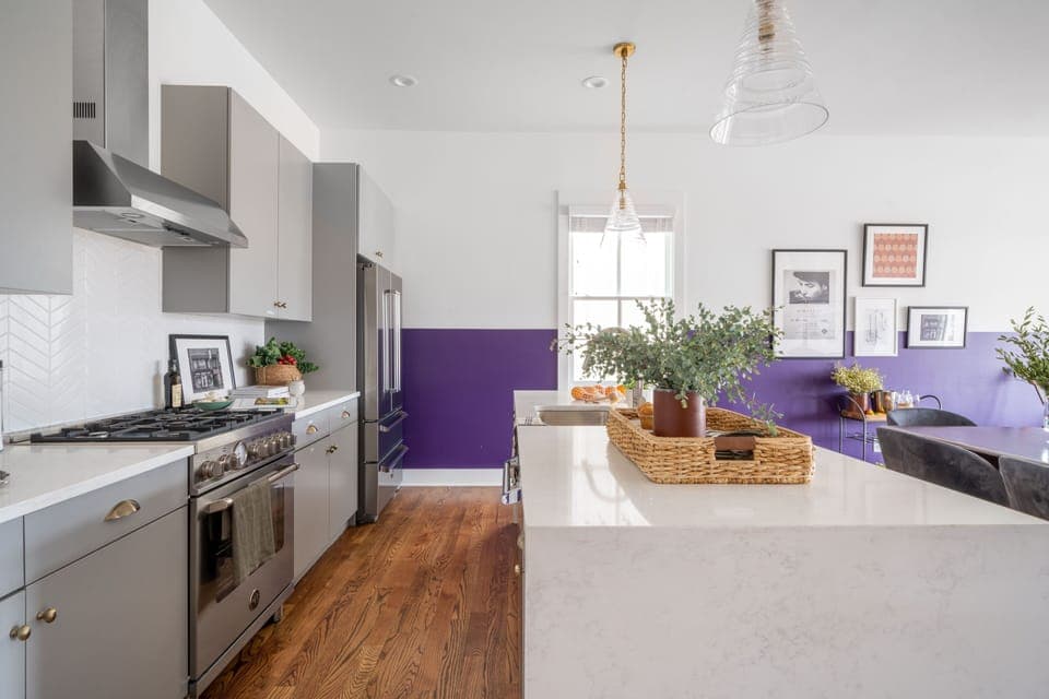 Kitchen features modern appliances.