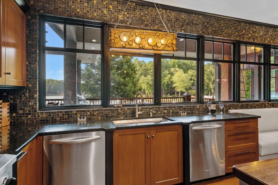 Large kitchen with island, two dishwashers.