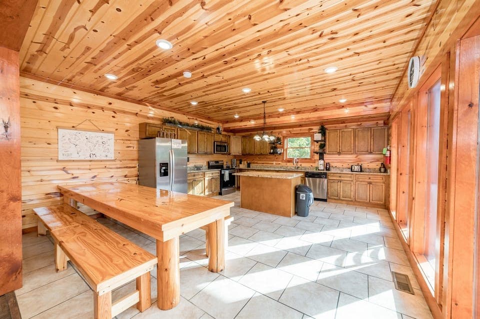 Large kitchen area with plenty of seating for the whole family