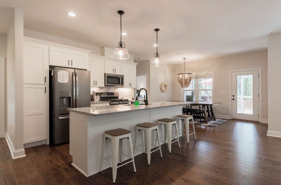Large island, open concept kitchen