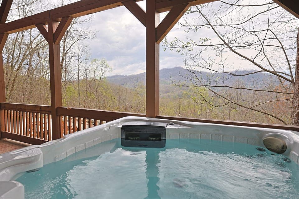 Hot Tub on deck over looking the mountains