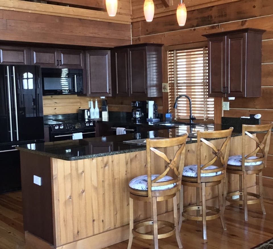 Bar seating in the kitchen