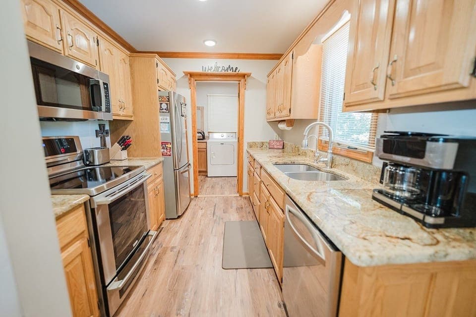 Indoors, Kitchen, Microwave, Oven, Refrigerator