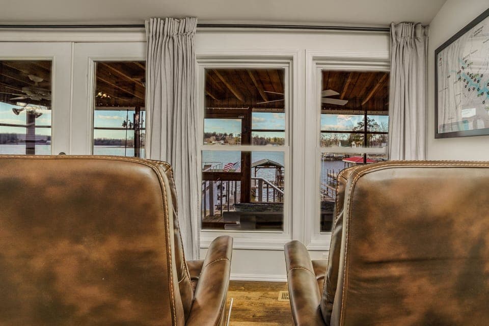 Two Swivel glider recliner to enjoy big water view.