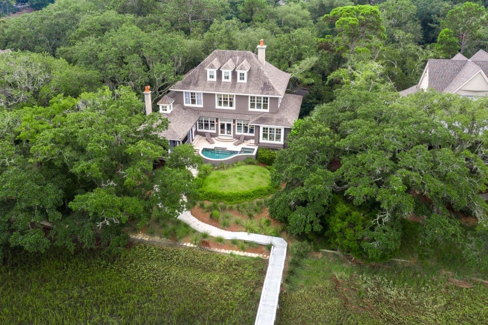 Aerial view of the home