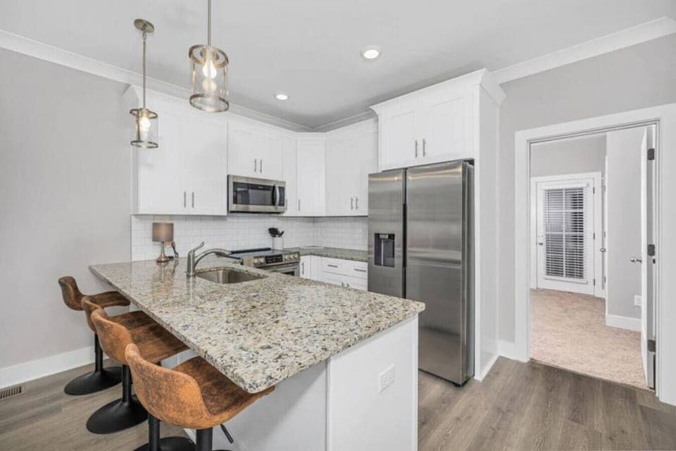 Bar seating in the kitchen