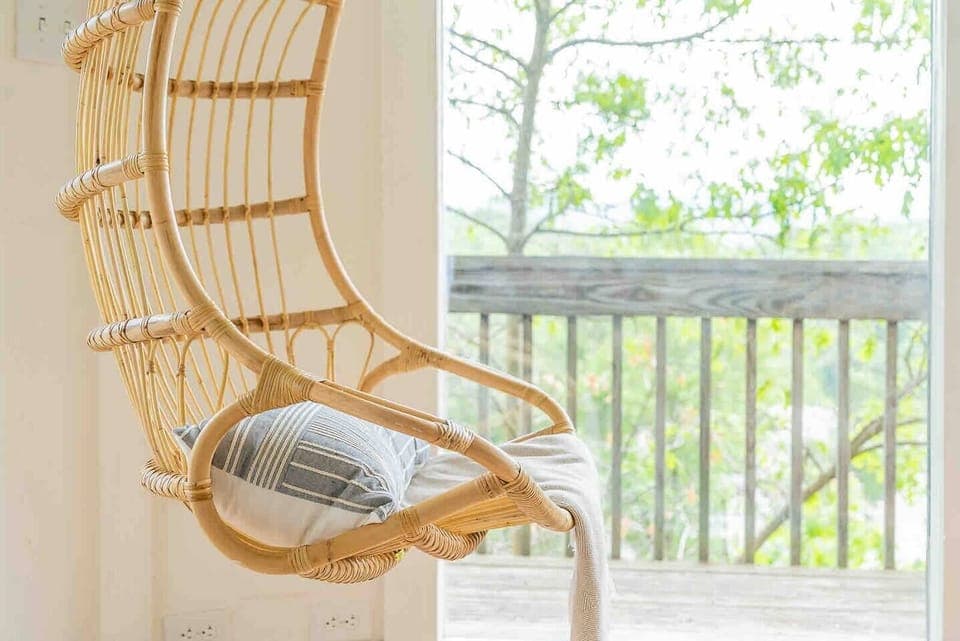 The swing chair! Sit back and relax while you take in the mountain views or relax with a good book. 