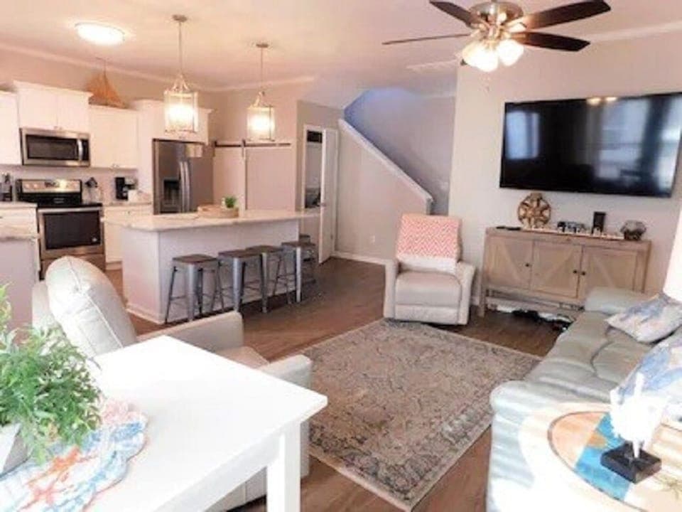 80"  Big screen smart TV in living area