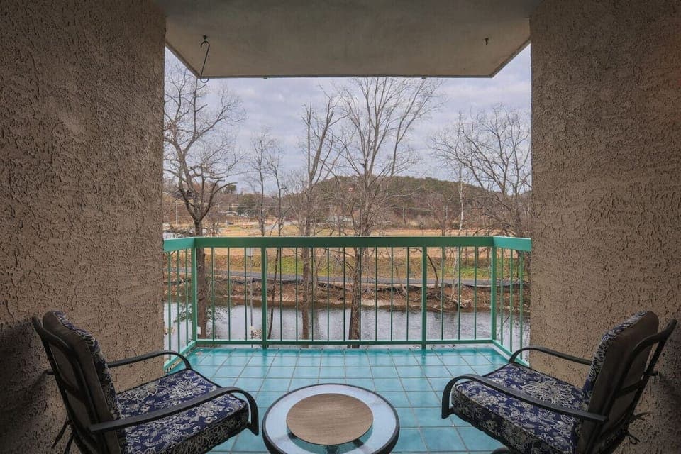 Deck view of river and pool