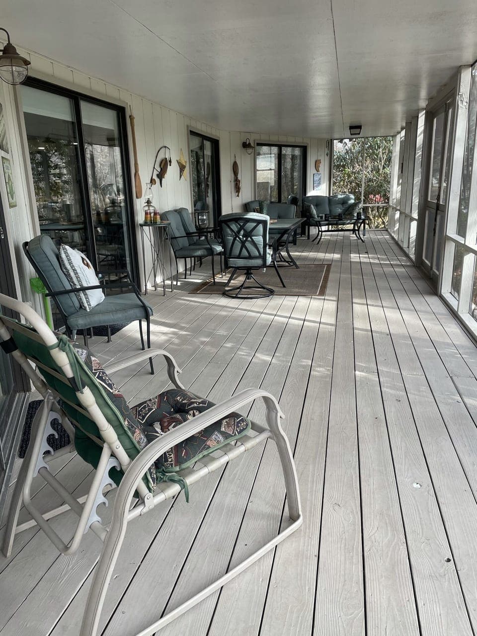 40 ft screened in porch facing the creek. 