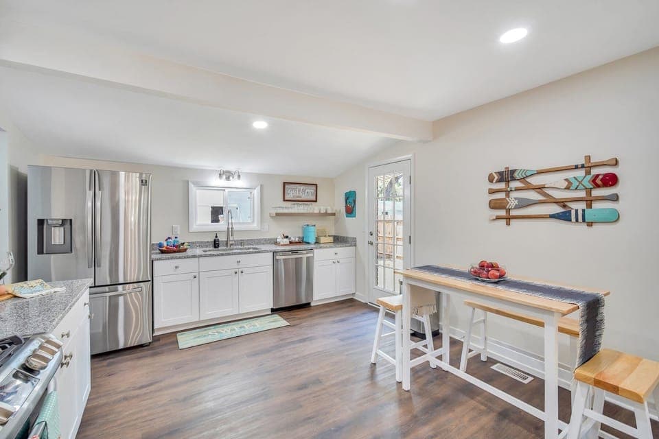 large updated kitchen with breakfast bar