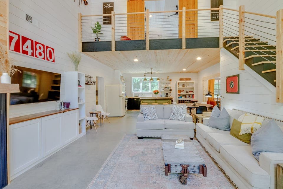 Open concept living, dining, kitchen and 24' ceilings.  Home is 2,160 square ft!