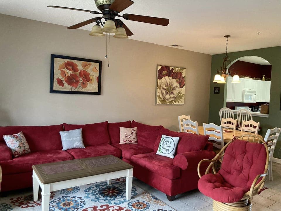 Large sofa seating area for socializing, watching movies or just gathering!