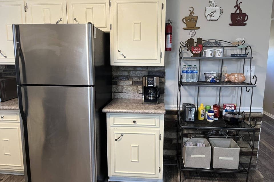 Stocked kitchen with essentials.